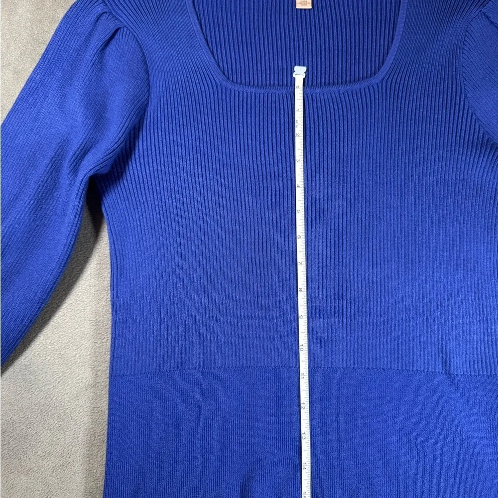 Philosophy Ribbed Royal Blue Sweater Shirt with Puffy Sleeves - Picture 5 of 12